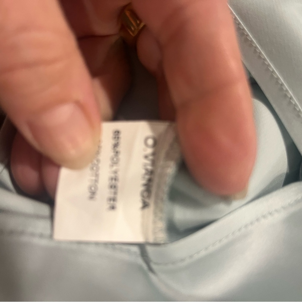 Tie-Front Satin Blouse in Light Blue - Picture 7 of 7